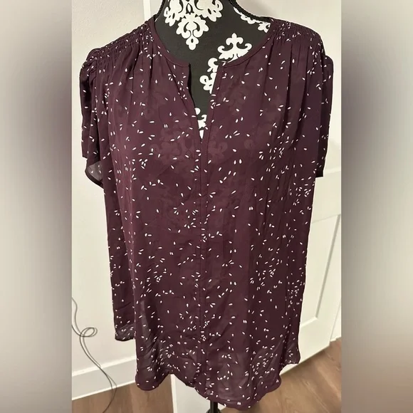 Monday Fun Plum Patterned Blouse Plus Size 3x - Picture 2 of 9